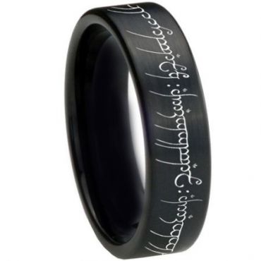 *COI Black Tungsten Carbide Lord of The Ring Ring-TG3367BB