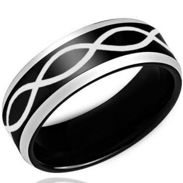 COI Tungsten Carbide Infinity Beveled Edges Ring - TG3443