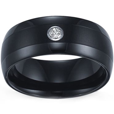 COI Black Tungsten Carbide Ring With Cubic Zirconia-TG3679
