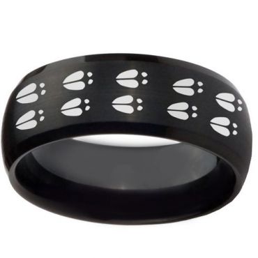 COI Black Tungsten Carbide Paws Print Ring - TG4282BB