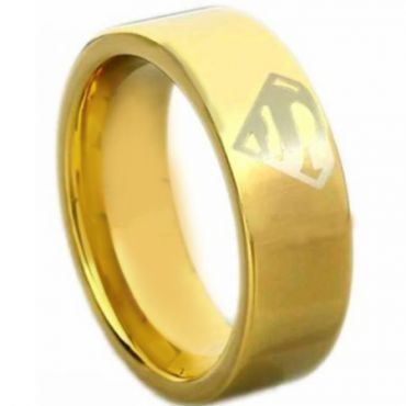 *COI Gold Tone Tungsten Carbide Superman Pipe Cut Ring-TG4612CC