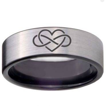 *COI Tungsten Carbide Infinity Heart Pipe Cut Ring-TG4675BB