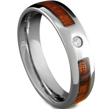 COI Tungsten Carbide Wood Cubic Zirconia Ring-TG5109