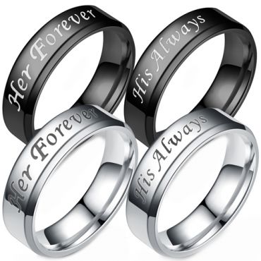 COI Tungsten Carbide Forever & Always Beveled Edges Ring-TG744CC
