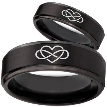 *COI Black Tungsten Carbide Infinity Heart Ring - TG765CC