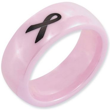 COI Pink Ceramic Breast Cancer Dome Court Ring-TG924AA